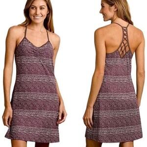 PrAna Elixer Dress Volcanic Plum Sumatra Purple Racerback Lattice Detail Active